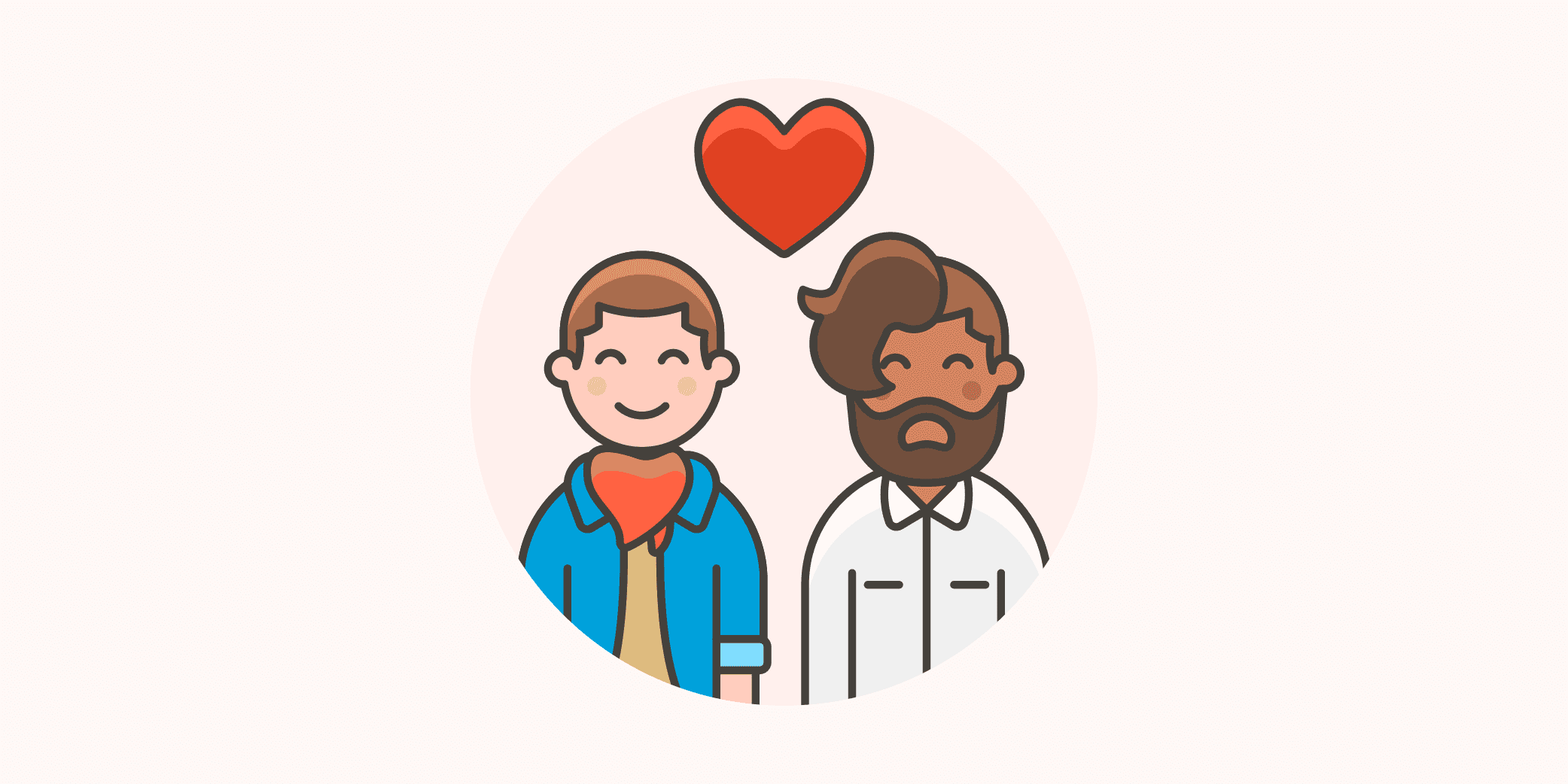 Cute gay couple illustrated by Streamline (streamlinehq.com)