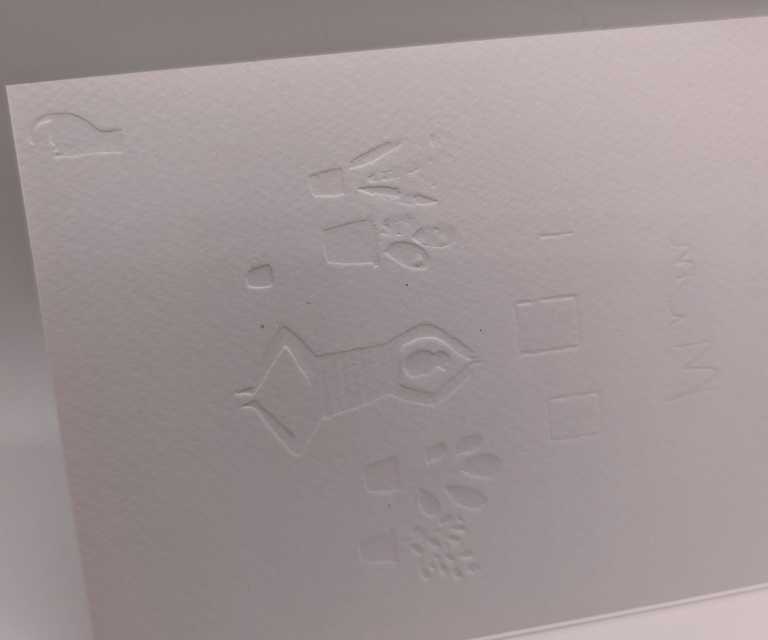 Embossed detail viewed from inside of card