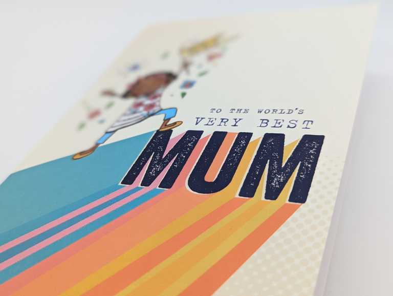 Detail on front of 'To the world's very best mum' card